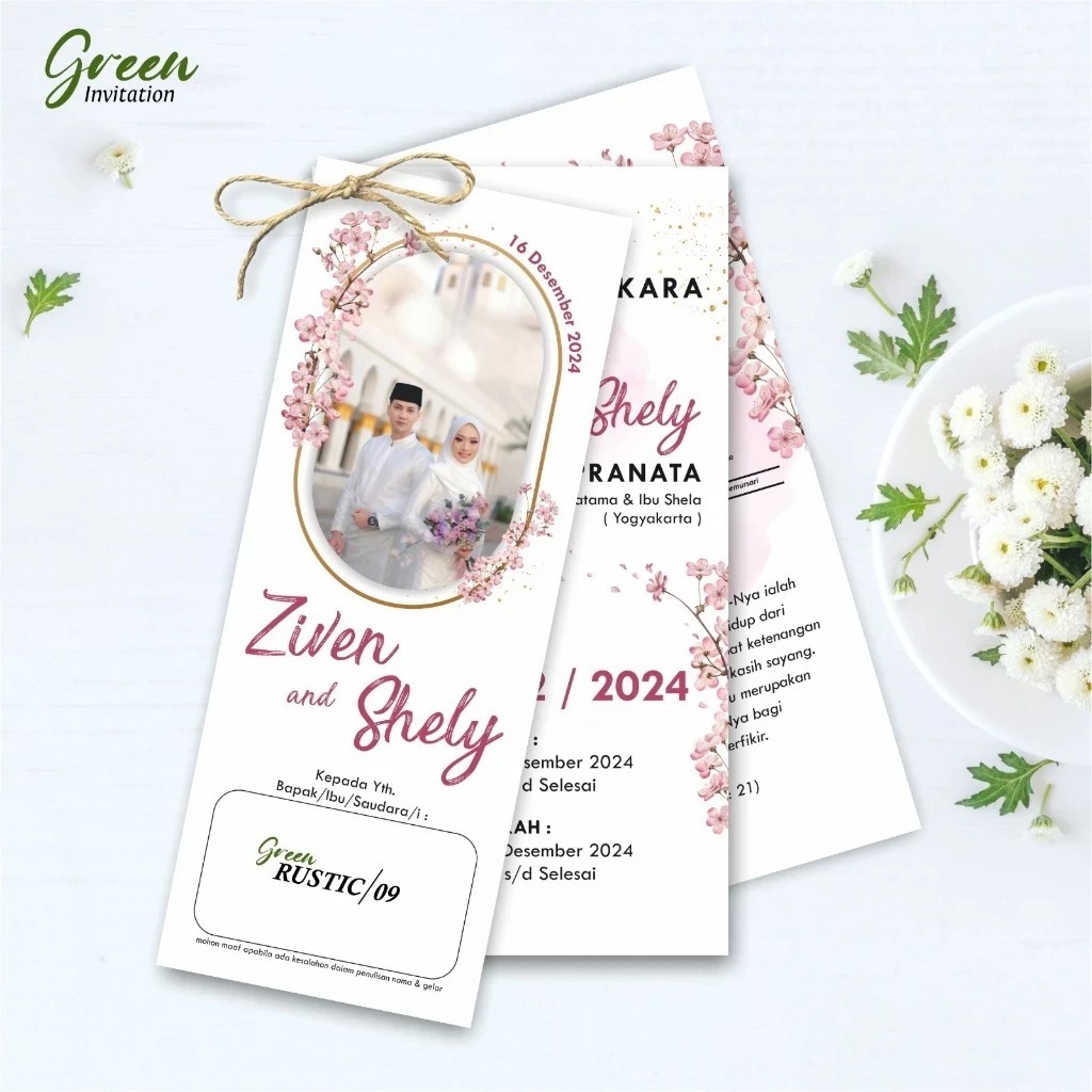 Undangan Pernikahan Aesthetic | Undangan Pernikahan Simple Green Rustic | Undangan Pernikahan Murah