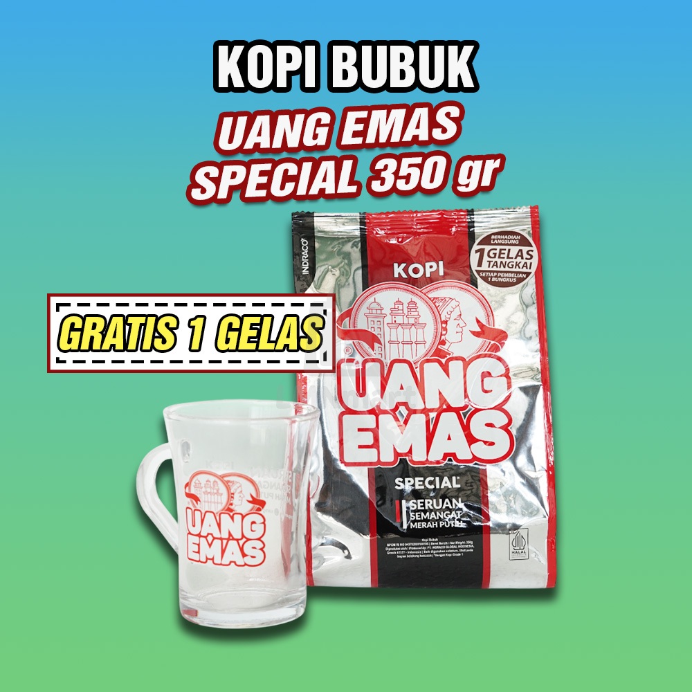 

UANG EMAS Kopi Bubuk Special 350gr GRATIS GELAS KACA Kopi Hitam Asli Harum Khas Tradisional