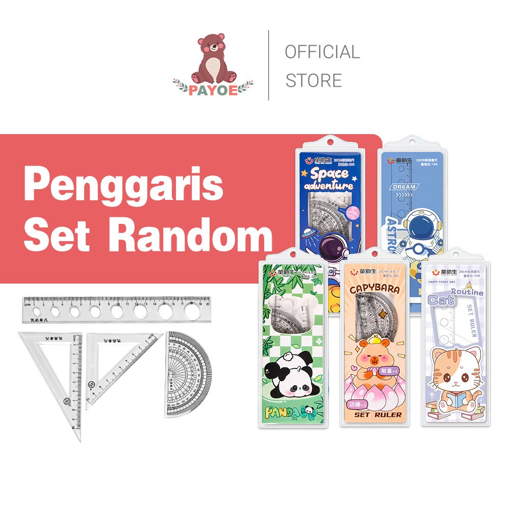 

PAYOE Penggaris Set Isi 4IN1 Multifungsi Ruler Set Transparant Dapat Ditekuk