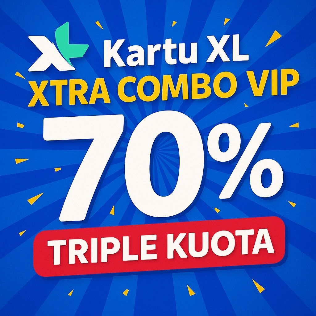Kartu XL COMBO VIP DISKON 70% TRIPLE KUOTA