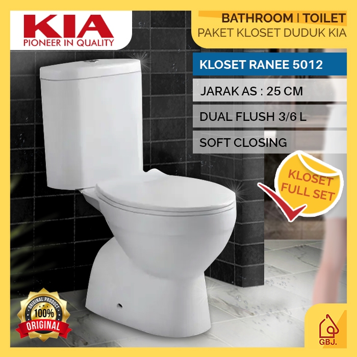 KLOSET DUDUK KIA RANEE 012 AS 25 CM DUAL FLUSH SOFT CLOSING / CLOSET DUDUK MURAH KIA