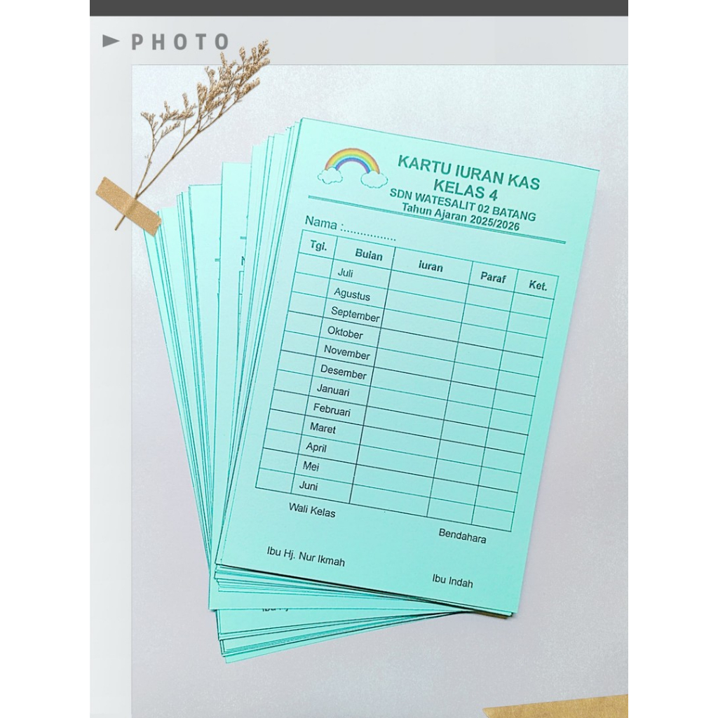 

Kartu Iuran Kas | Kartu Tabungan | Kartu Serotan | Kartu SPP