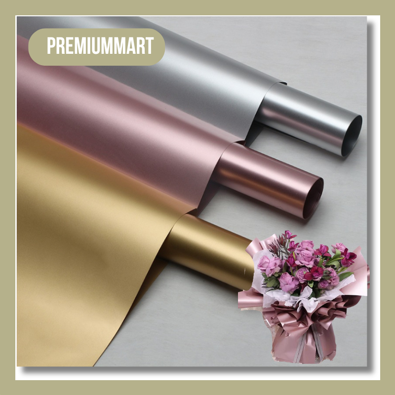 

20 LEMBAR Flower Wrapping Paper Warna Metalik Metal Colored Film Kertas Buket Bunga Cellophane KB081