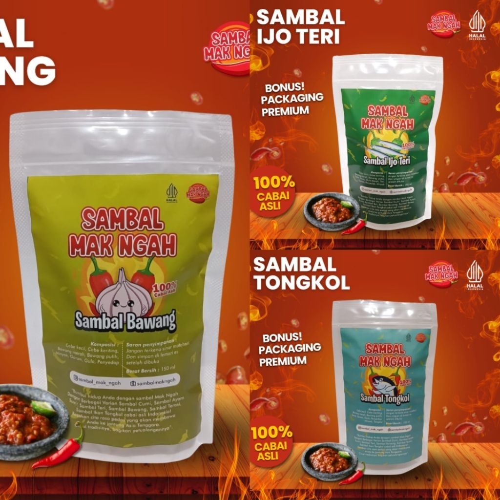

LEBIH MURAH PAKET 3 SAMBAL BAWANG MAK NGAH KEMASAN 150GRAM