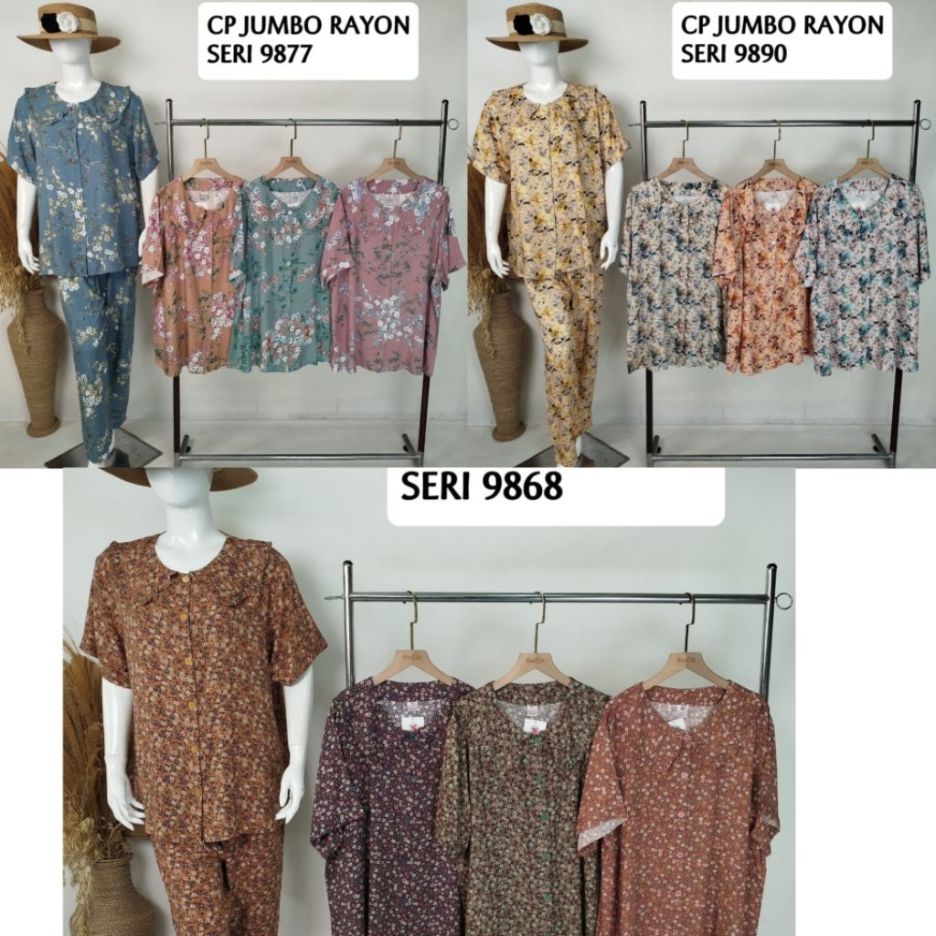 familia | Setelan PIYAMA CP Sielie Premium Motif Kerah Kancing Full size XXL | Baju Tidur Dewasa | T