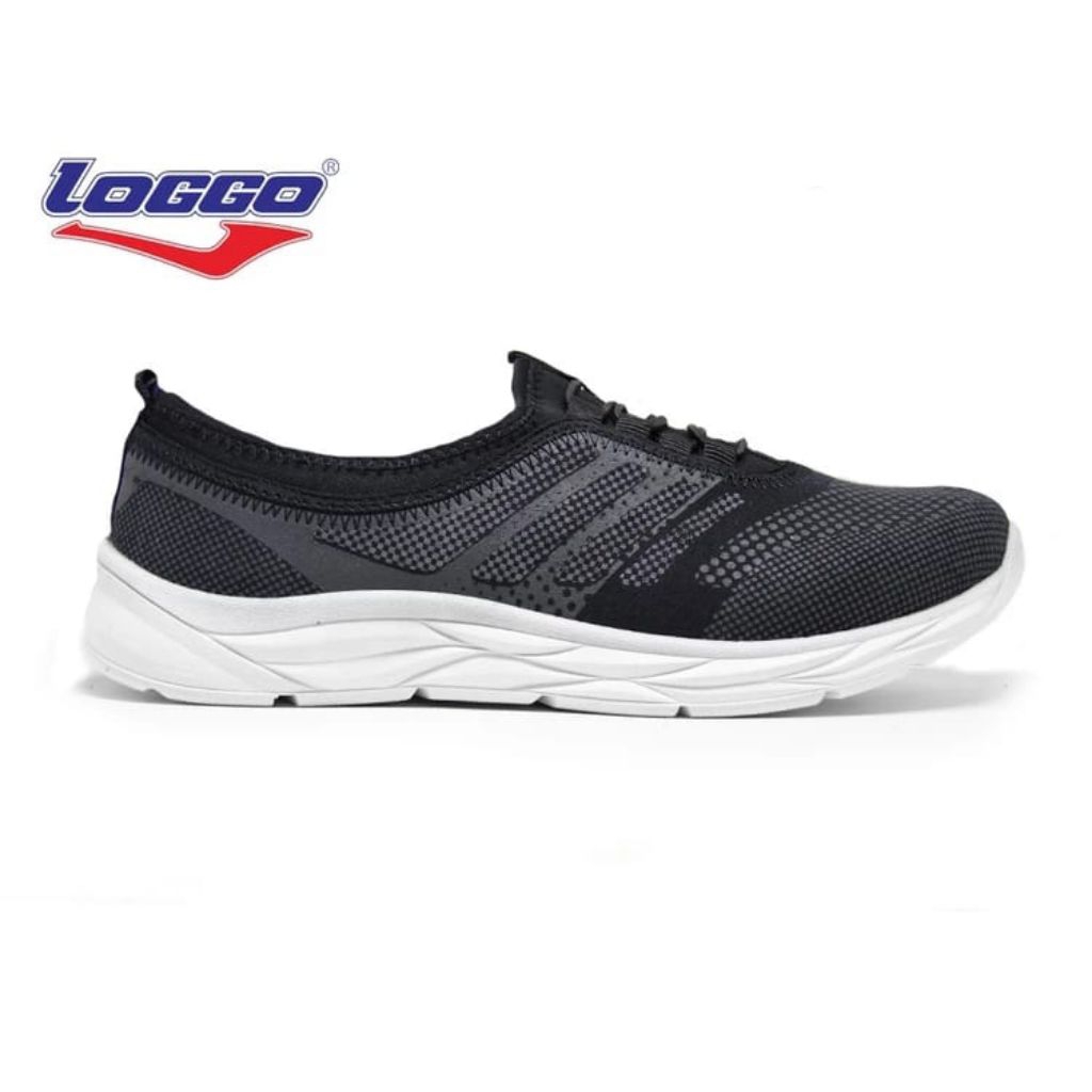 LOGGO sepatu sekolah hitam sport jogging running