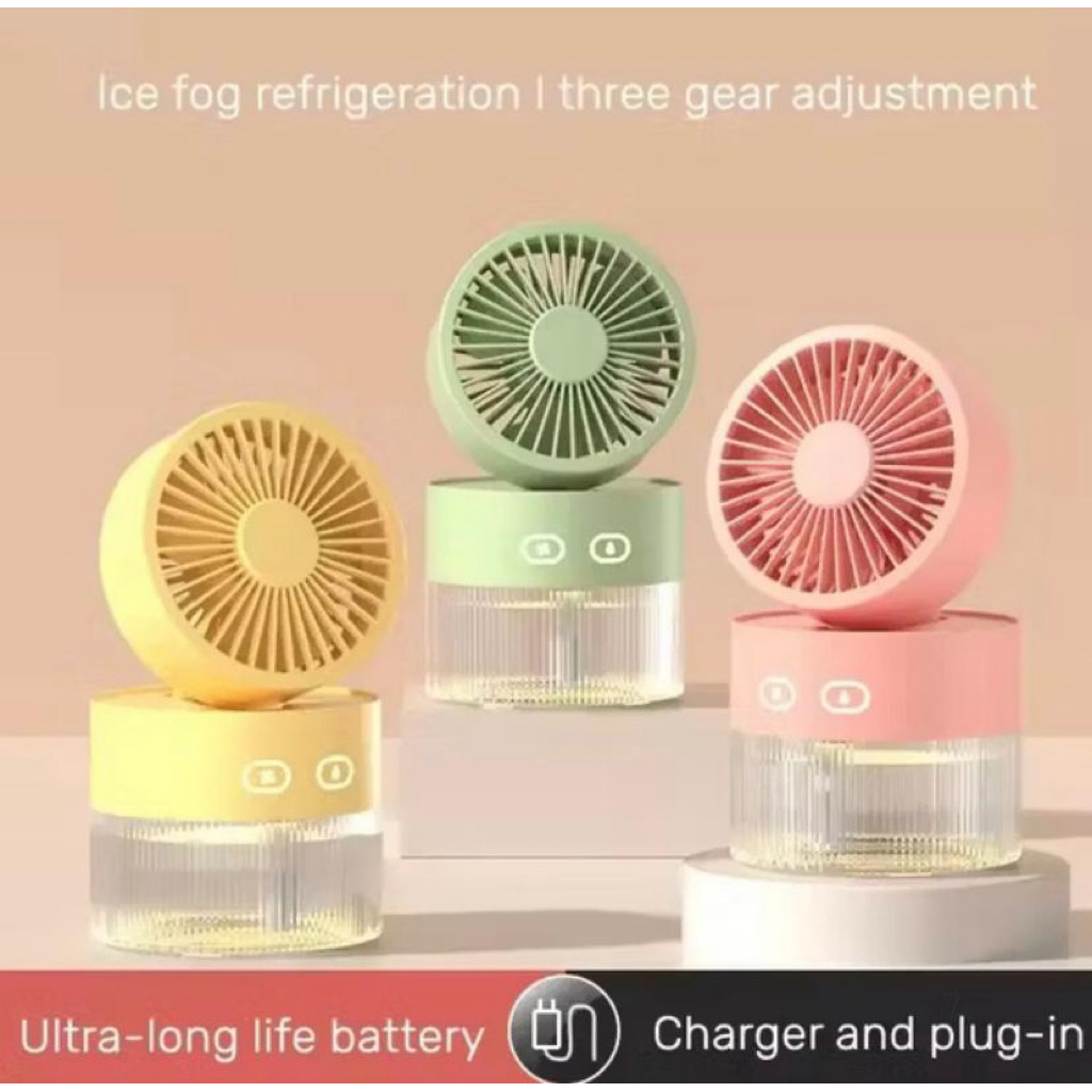 Kipas Angin Portable Mini USB Multifungsi 3 In 1 Kipas Humidifier Diffuser With Lampu
