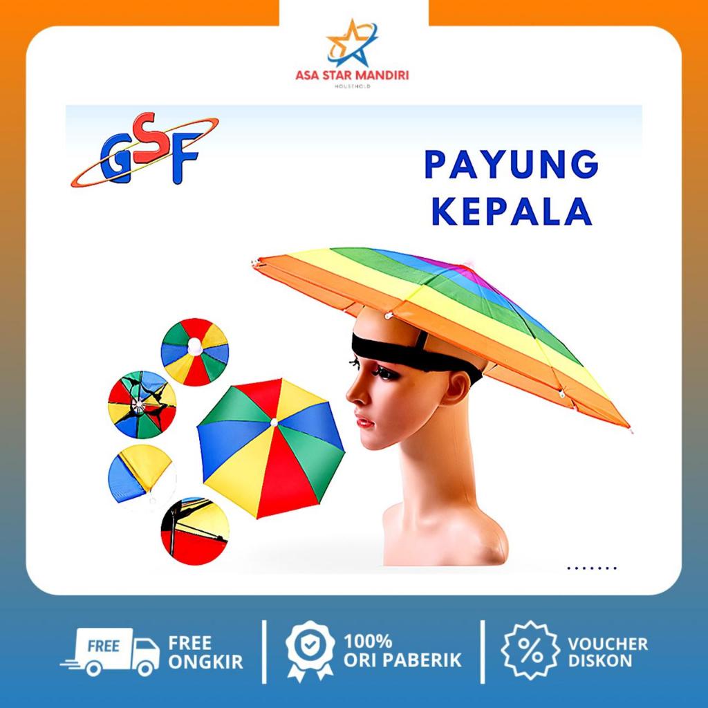 Payung Topi GSF 4706/Topi Payung Kepala Dewasa/Payung Mancing Outdoor/Topi Payung Kepala Anti Sinar 
