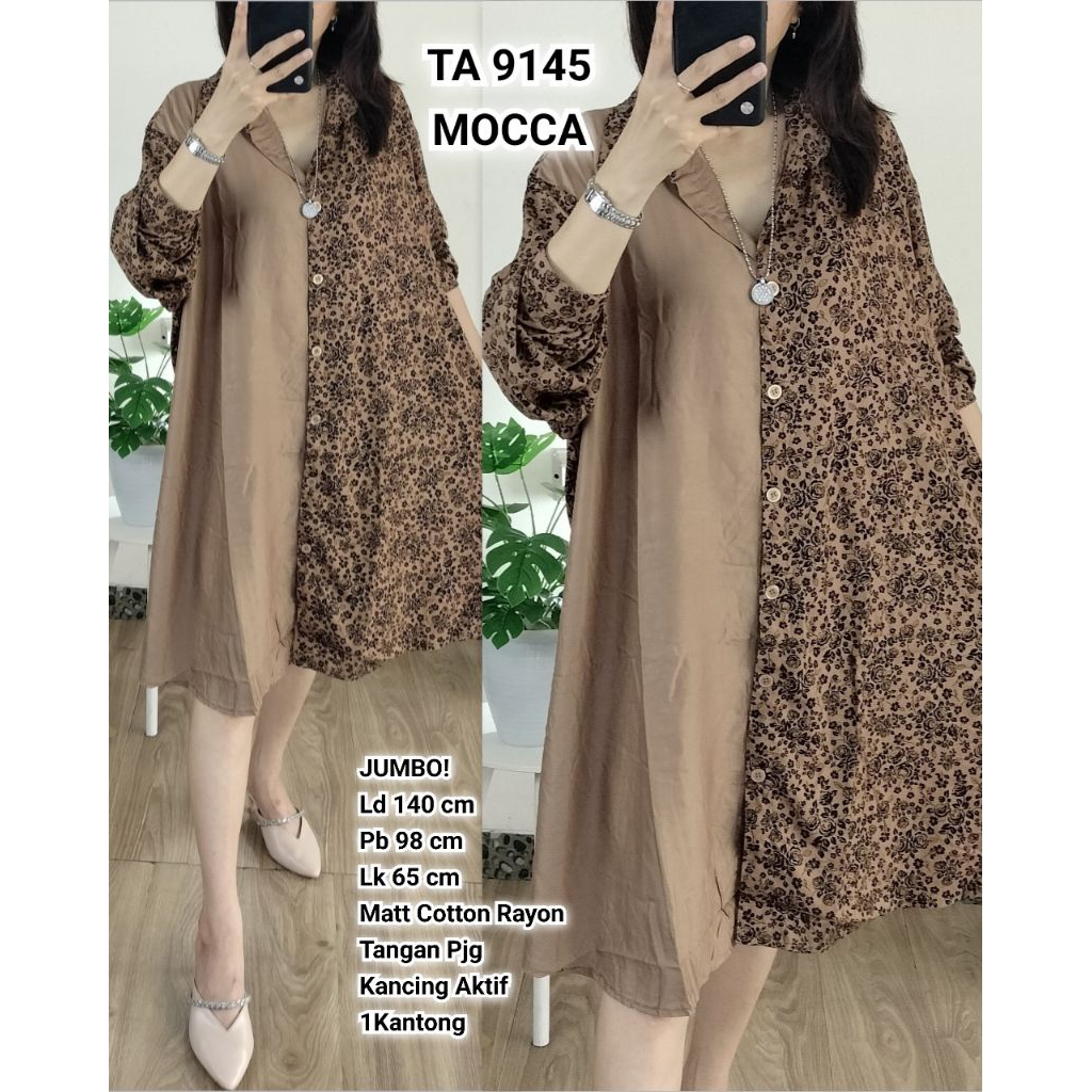 TUNIK JUMBO XXXXL LD 140 COTTON RAYON BUNGA KOMBI/TUNIK JUMBO MOTIF LEOPARD KEKINIAN 145