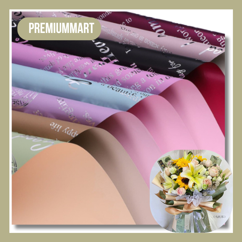 

20 LEMBAR Flower Wrapping Paper BiColor Dua Warna Cellophane Kertas Buket Waterproof KB107