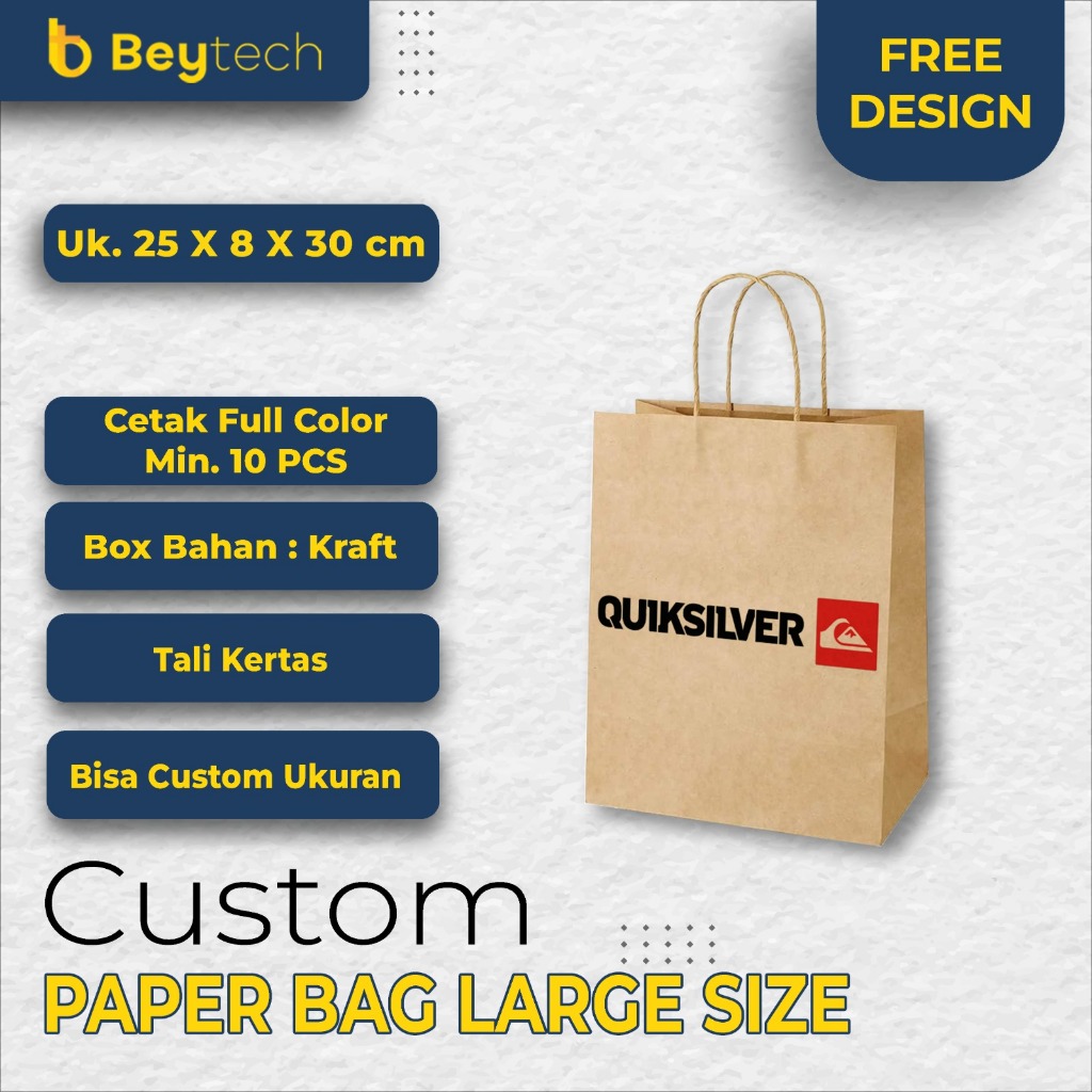 

Custom Cetak Paperbag Kraft Full Color Large Paperbag Kosmetik/ Goodiebag