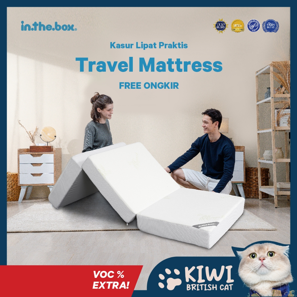 Kasur Busa Travel Mattress INTHEBOX Lipat 3 Ukuran 80x200 (Travel bed / Foldable Mattress / Trifold 