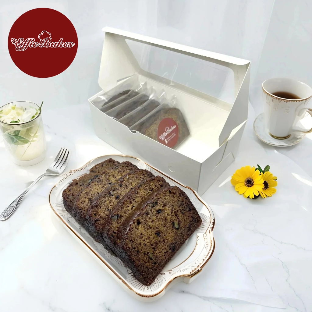 

Signature Walnut Banana Cake / Banana Bread 10 Slices with GIFT CARD & RIBBON (Kue Pisang / Bolu Pisang / Kado / Hadiah / Souvenir)
