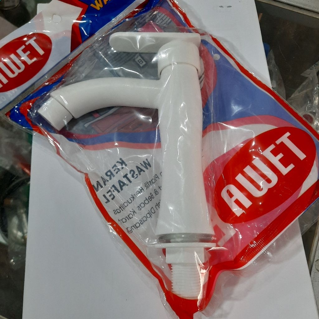 Kran Plastik Wastafel Tinggi Awet warna Putih Minimalis bagus berkualitas / Kran Cuci Tangan piring