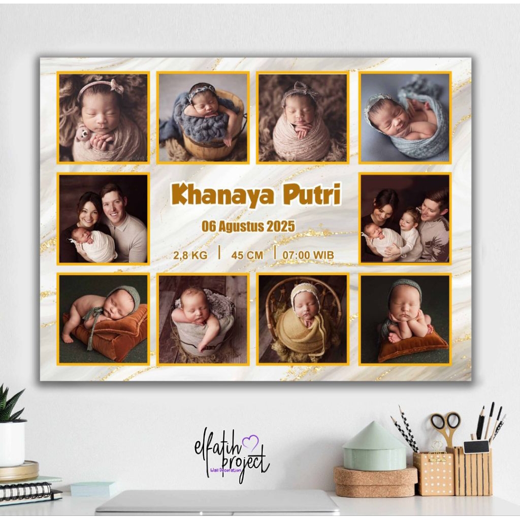 CETAK PHOTO BIODATA BAYI + BINGKAI KAYU MDF