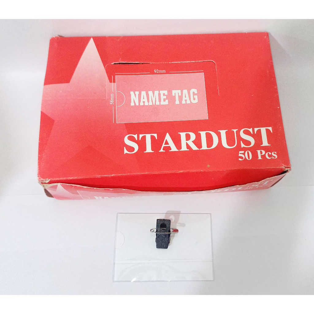 

Name tag nama jepit, peniti ukuran 58×92 mm per pcs | Name Badge Holder | Keplek With Clip & Pin