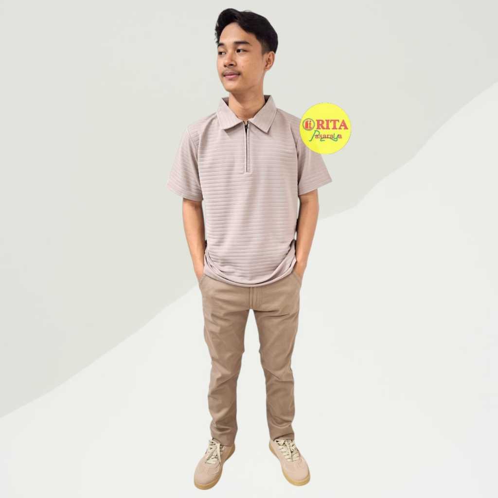 Kaos Kerah Resleting Pria