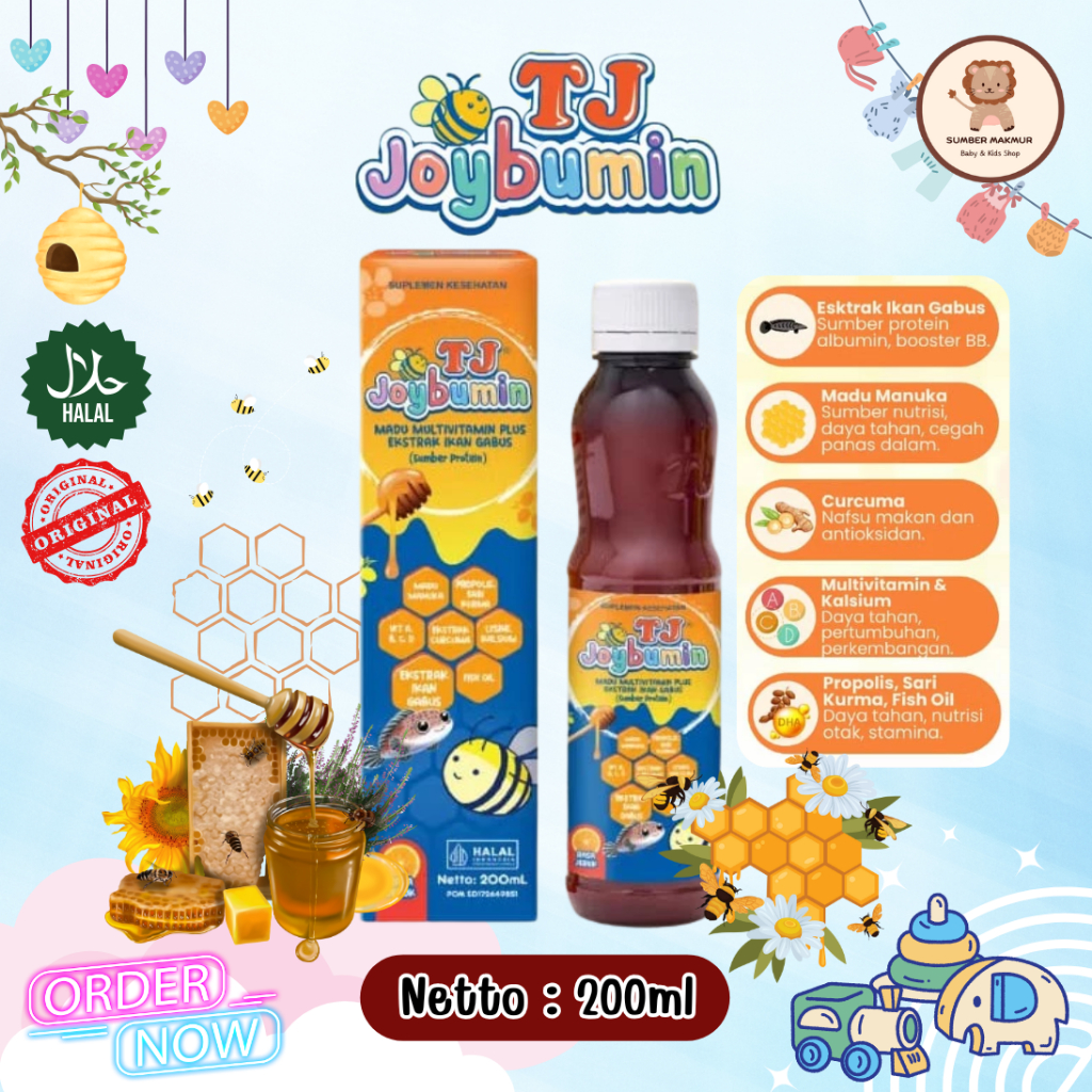 

TJ Joybumin 200ml Madu Multivitamin Rasa Jeruk Esktrak Ikan Gabus Enak Tidak Amis unutuk Nafsu Makan