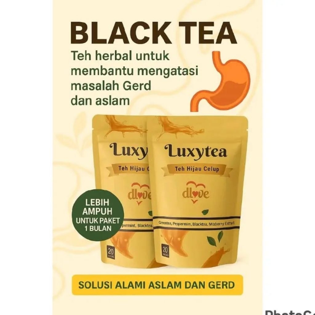 

Dlove Luxytea - Teh Hitam Celup Tea Aslam dan Gerd Herbal Alami BPOM HALAL untuk Mengatasi Masalah Gerd dan Aslam Solusi Alami Aslam dan Gerd