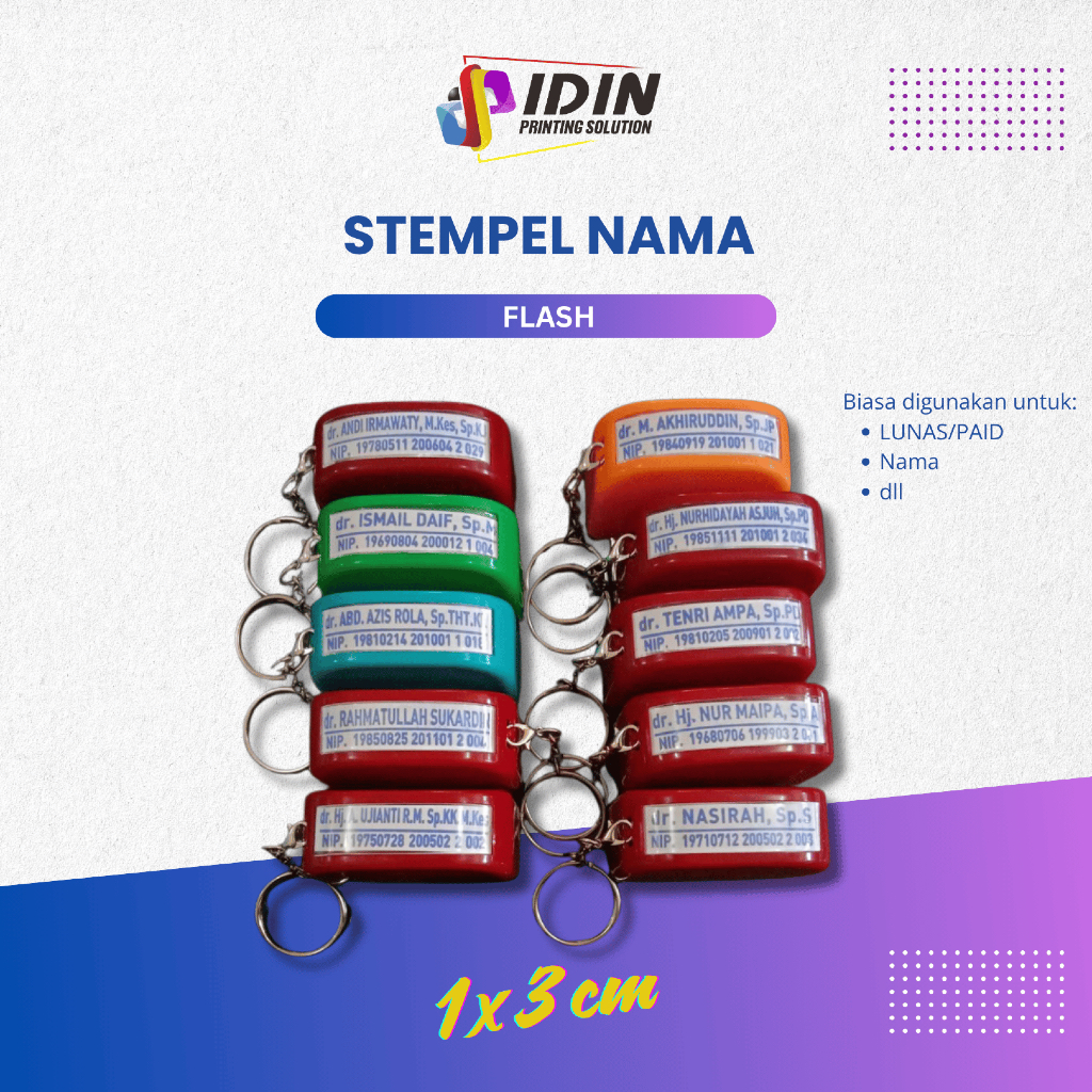 

Stempel Nama Perawat Dokter Apoteker Dosen Lunas Paid 3 x 1 cm - Percetakan Idin Printing Solution