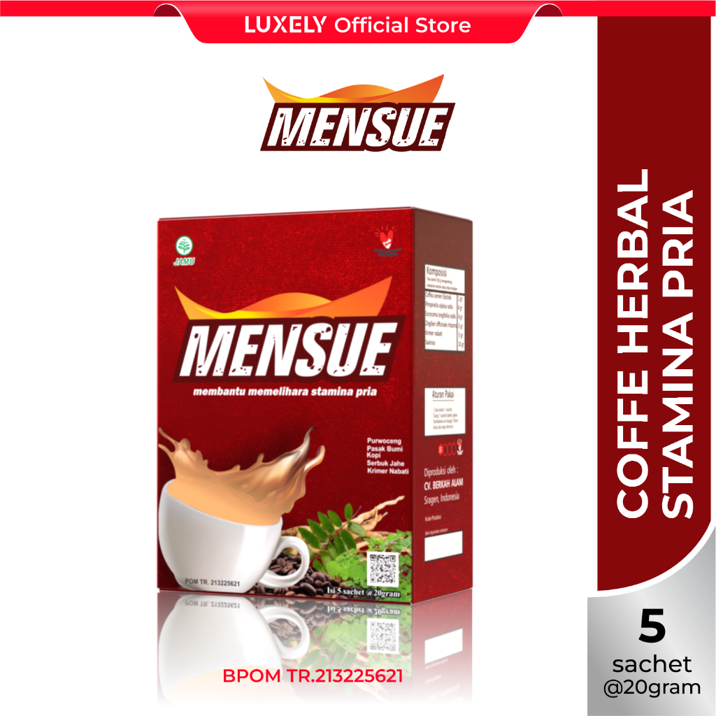 

MENSUE Kopi penambah stamina Vitalitas pria Extra Purwoceng dan Pasak Bumi - Box Isi 5 Sachet @20gr