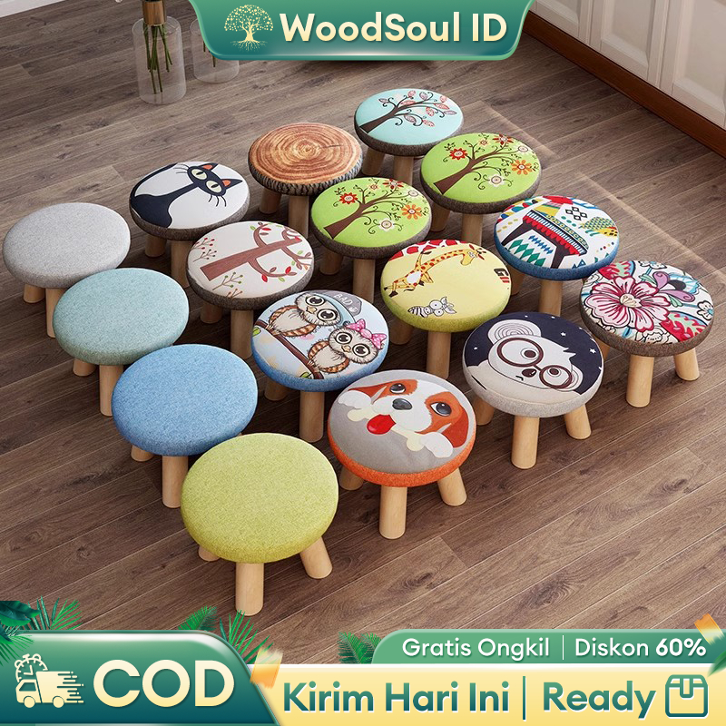 Kursi Stool Sofa Bulat Bahan Kanvas Busa Kenyal Sofa Stool Lebih Besar Sofa Stool Bulat Stool Murah