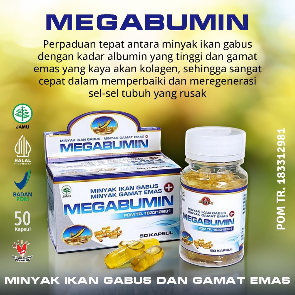 

INBUY - MEGABUMIN Minyak Sari Ikan Kutuk Plus Minyak Gamat Emas 100% Obat Herbal Organik