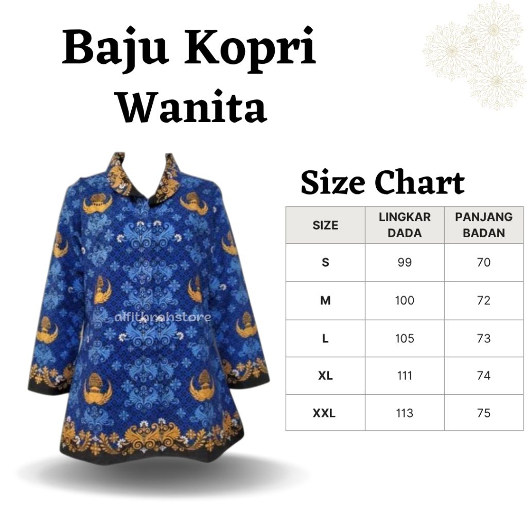 Kemeja Kopri Wanita Katun/ Baju Kopri Katun Furing