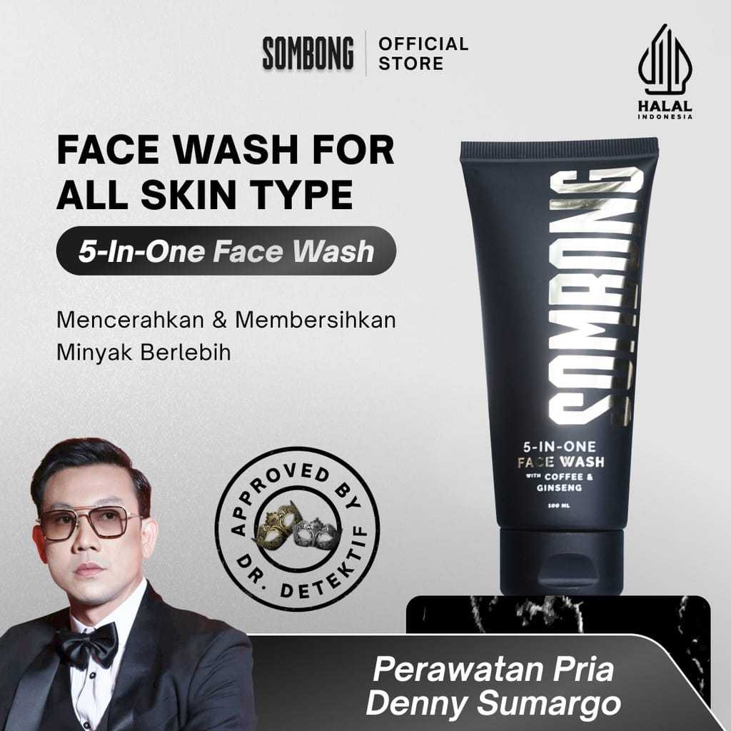 SOMBONG 5-in-1 Face Wash With Coffee & Ginseng Sabun Pembersih Wajah Pria 100ml