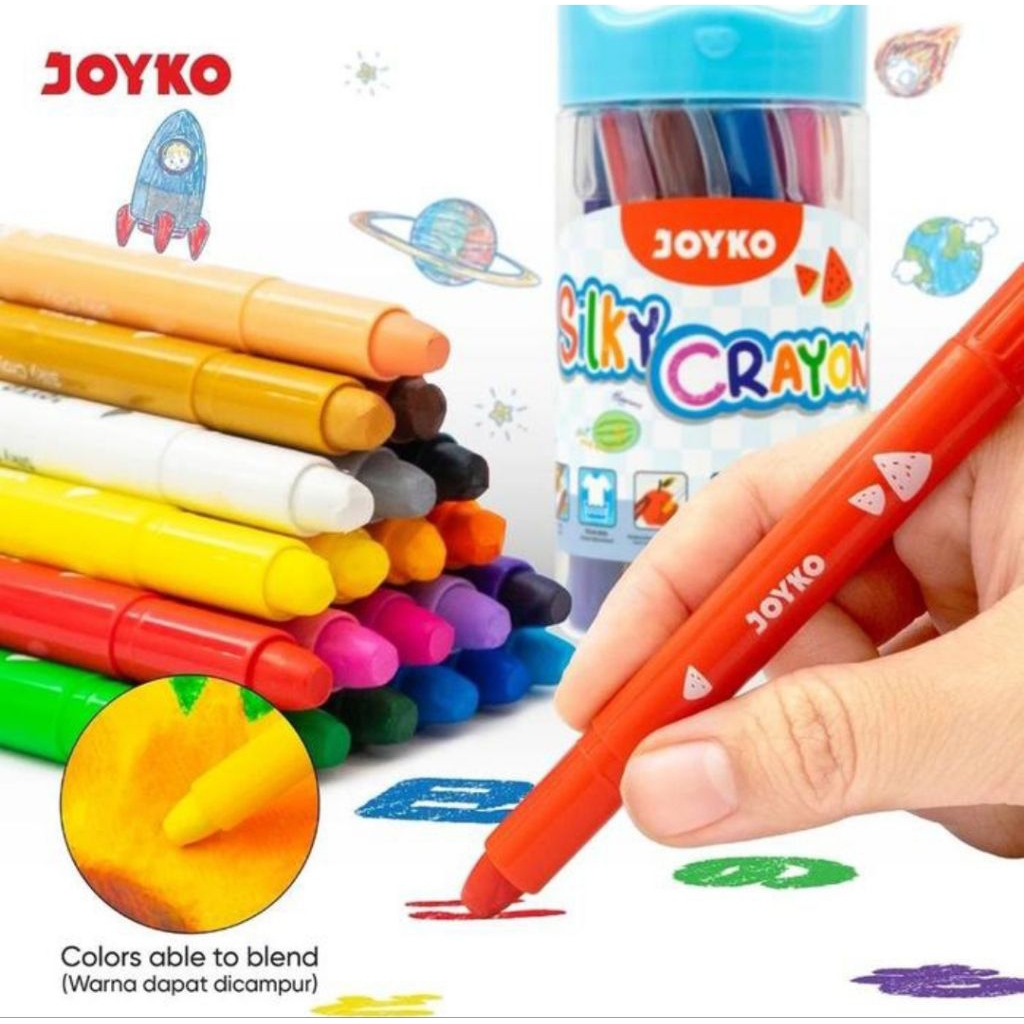 

Silky Crayon SLC-A-24 24 Warna Krayon Halus Joyko Non Toxic
