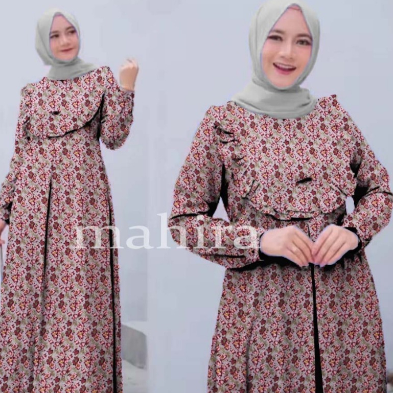 New Raya Series Gamis MAHIRA Muslim Syari Resleting Depan Lengan Panjang Wanita Jumbo Remaja Dewasa