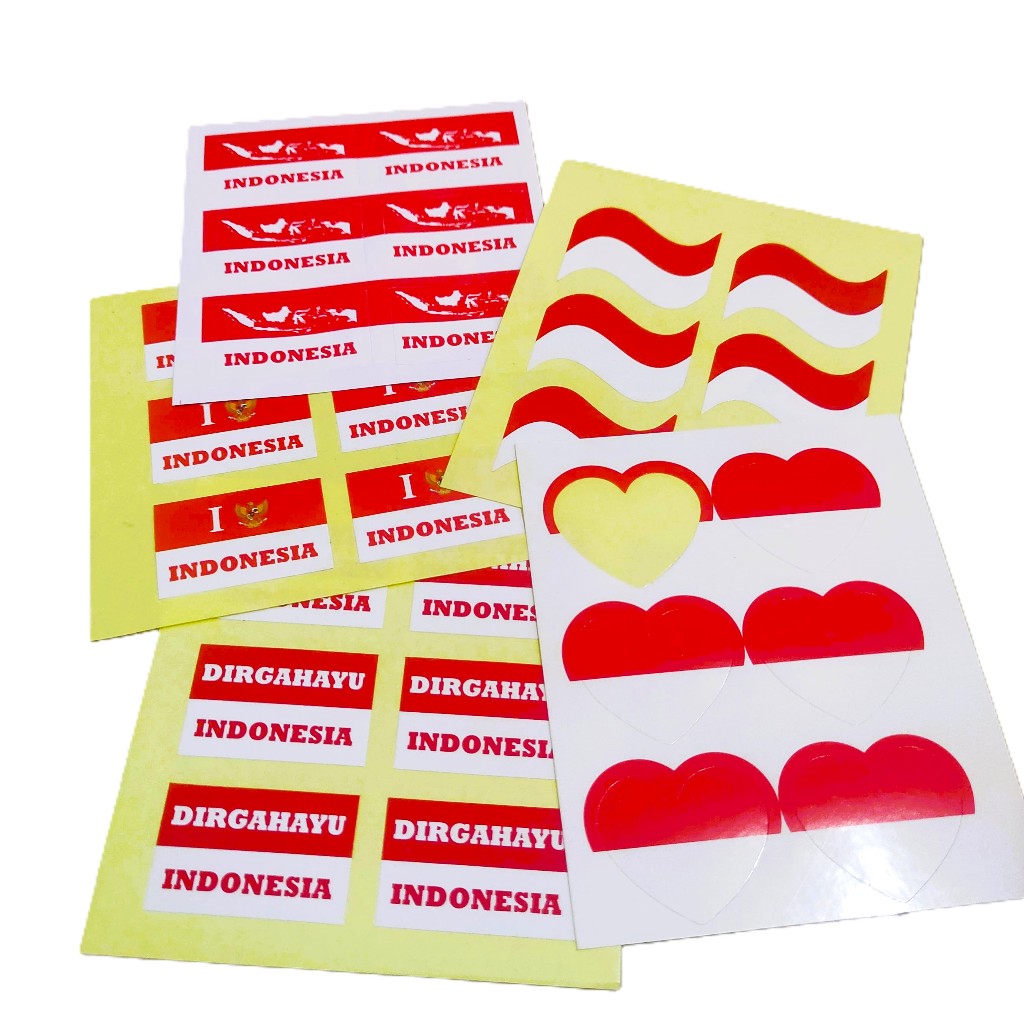 

10 lembar 60 pcs stiker pipi indonesia bendera merah putih murah 1 lembar isi 6