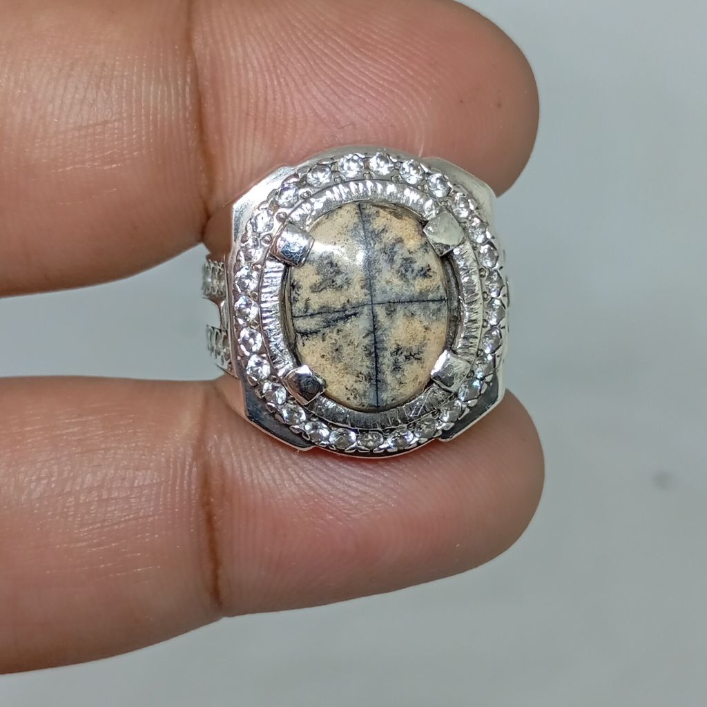 Cincin Pria Batu akik Tapak Jalak Natural Perak Silver 925