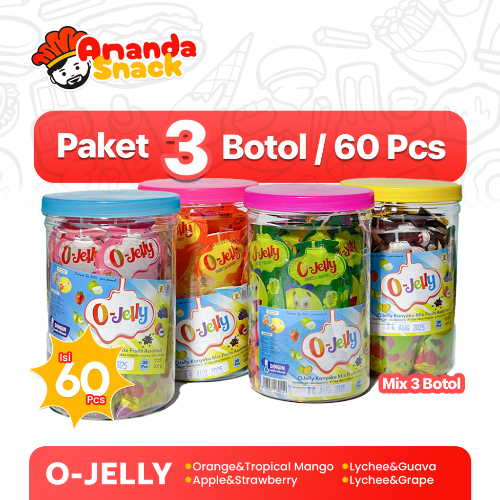

O Jelly (Paket 3 Botol / 60 Pcs) - Jeli/Ager Kemasan Toples / Jelly Toples