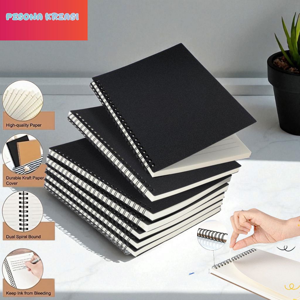 

Premium Noote book A5 Vintage Aesthetic Notebook Cover Kraft ( 50 lembar/100Halaman )