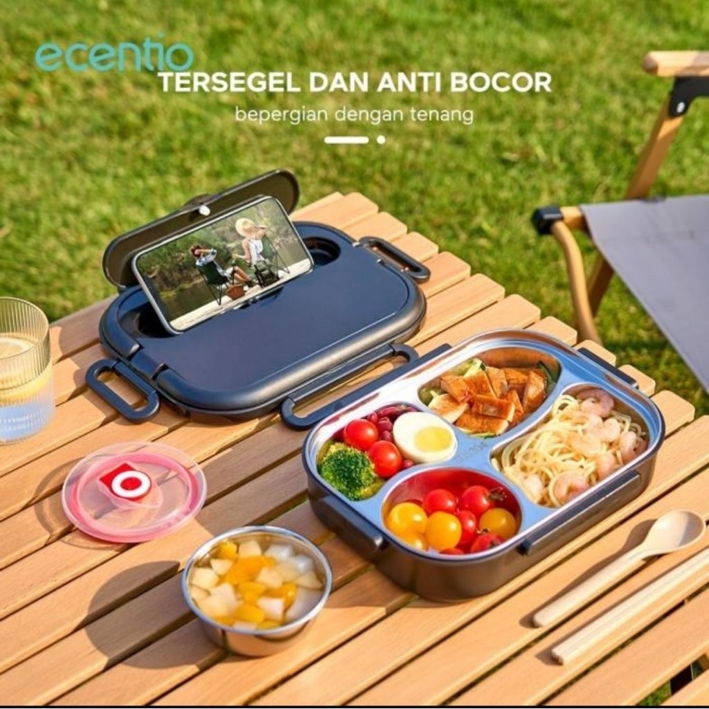 Ecentio Lunch Box 4skat Stainless 304 Kotak makan Stainless Ecentio 4 Skat 1L Kotak makan Tempat mak