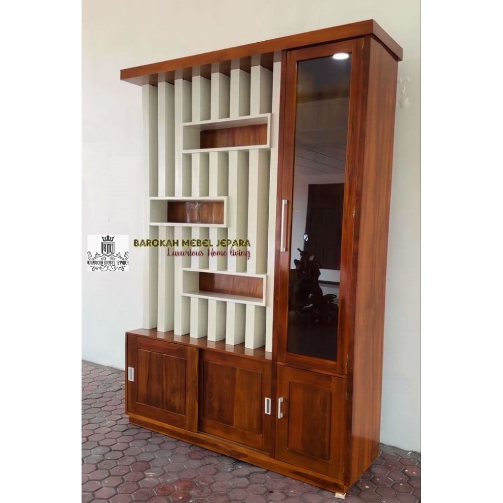 penyekat ruangan pembatas ruang tamu matrial full kayu jati minimalis penyekat ruang tamu jati jepar