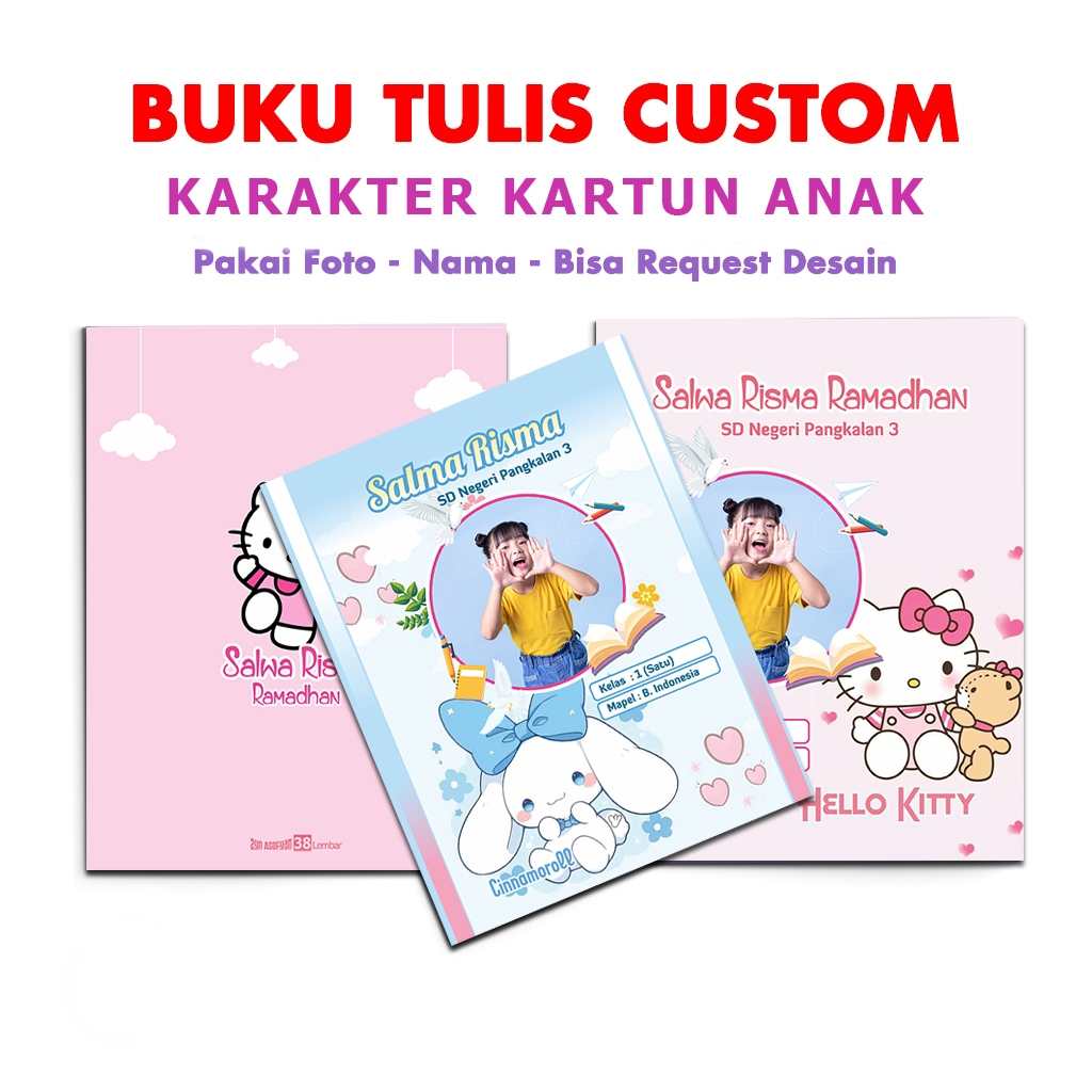 

BUKU TULIS CUSTOM SEKOLAH BISA REQUEST FOTO NAMA DAN PELAJARAN | BUKU TULIS ANAK CEWEK