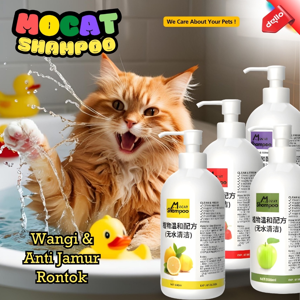 Shampoo Kucing Anjing Mocat Basmi Kutu & Jamur Wangi Tahan Lama 500ml DELLO