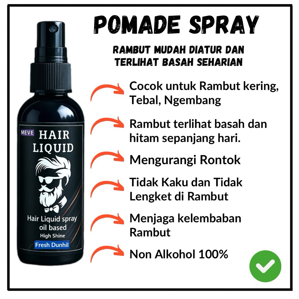 Minyak Rambut Pria Spray 50 ml Aroma Fresh Dunhilll | Pomade Spray Pria Supaya Terlihat Basah Sehari