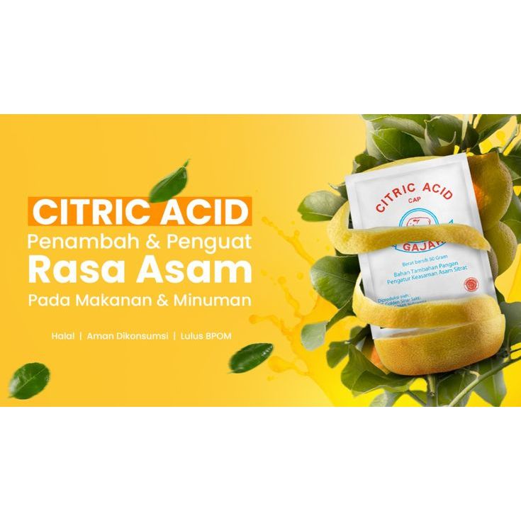 

Citrun Cap Gajah/ Citrun Biang Pembersih Serbaguna/ Asam Citrun / Citric Acid Cap Gajah / Asam Sitrat Sachet 50gr