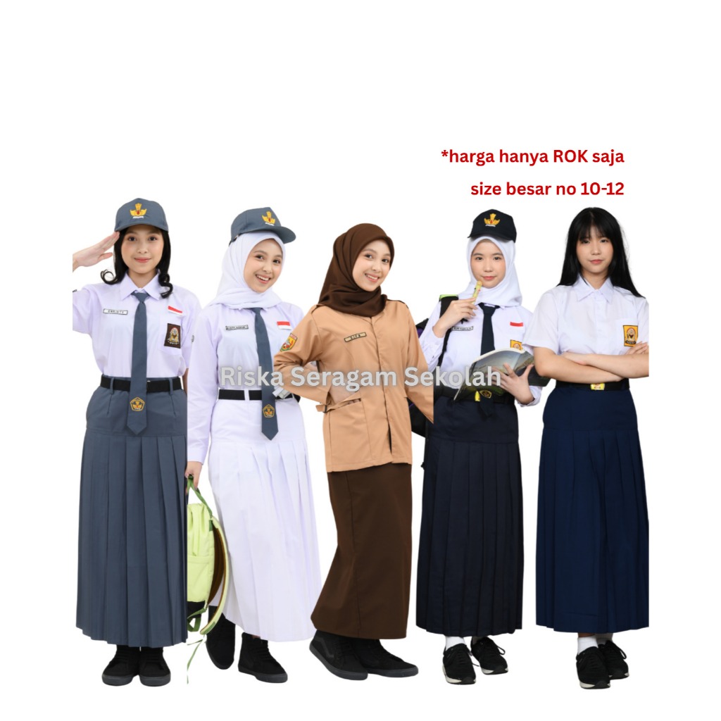 Riska Seragam Rok Rempel Bawah SMP SMA Size Jumbo ABU BIRU PRAMUKA