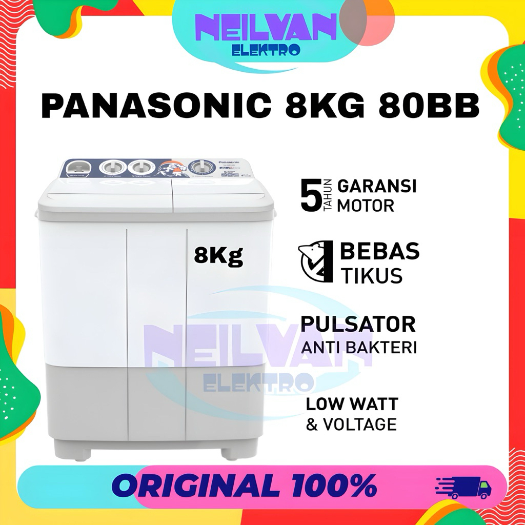 Panasonic mesin cuci 2 tabung 8kg 80BB