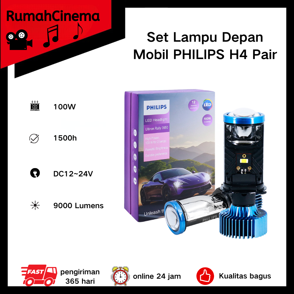 LED Philips Ultinon Rally 100 Watt Lampu Mobil Philips LED ULTINON RALLY 3550 100W Ultra Brights