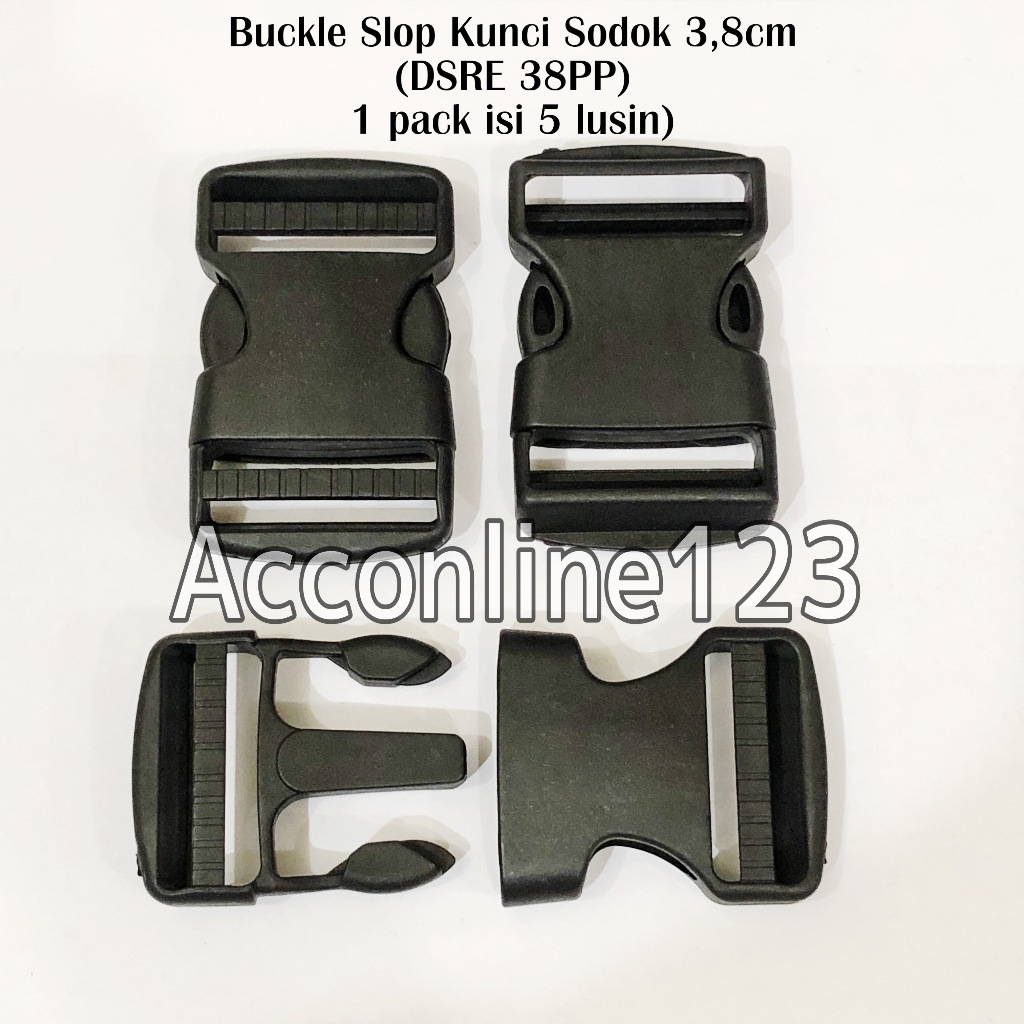 (1 pack isi 5 lusin) Buckle Slop Kunci Sodok 3,8cm (DSRE 38 PP) / Stoper Garpu 3,8cm