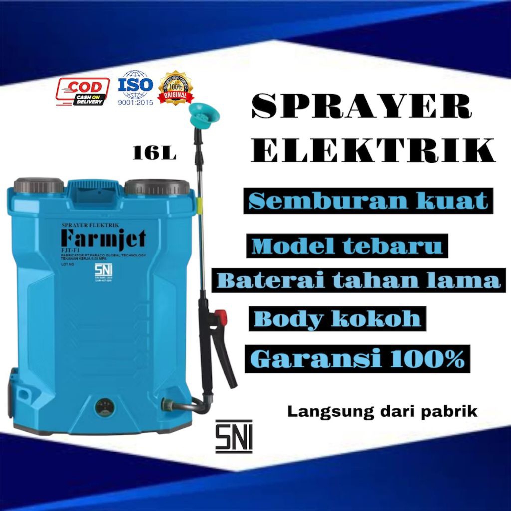 Farmjet 16L Elektrik Pompa Sprayer Semprotan Tanaman Pertanian Knapsack Sprayer   (502)