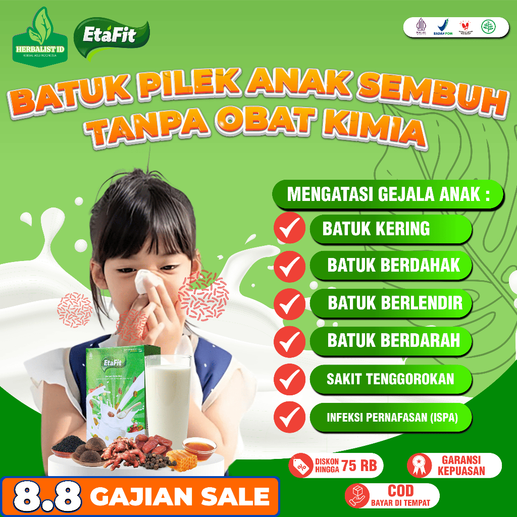 

ETAFIT Obat Batuk Pilek ANAK Menahun Berdahak Berlendir Demam Mengi - Susu Kambing Etawa Asli 100% Original Herbal