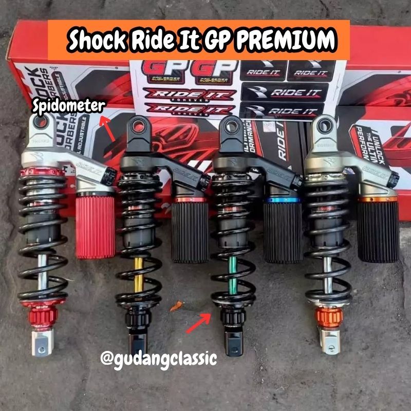 Skok Shock Ride it GP PREMIUM 277 MATIC 310 330 Double Klik Red Silver Shockbreaker Mio Beat Vario 1