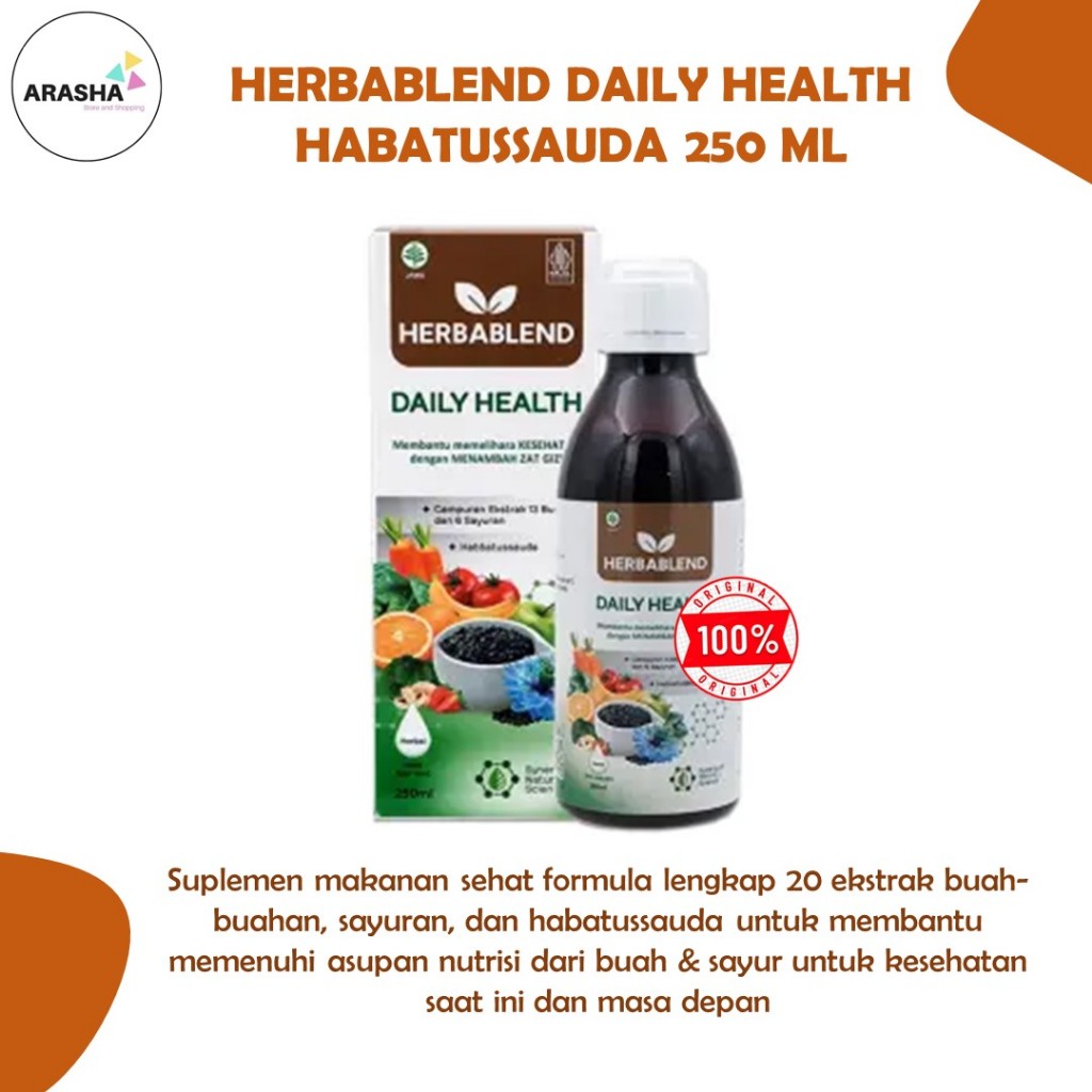 

HERBABLEND DAILY HEALTH 250ml Habbatussauda Ekstrak Sayur Buah - Menjaga Daya Tahan Tubuh
