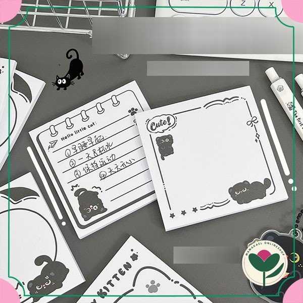 

1 set isi 50 lembar memopad black cat cute kertas memo catatan kecil motif gambar kucing lucu MK1995